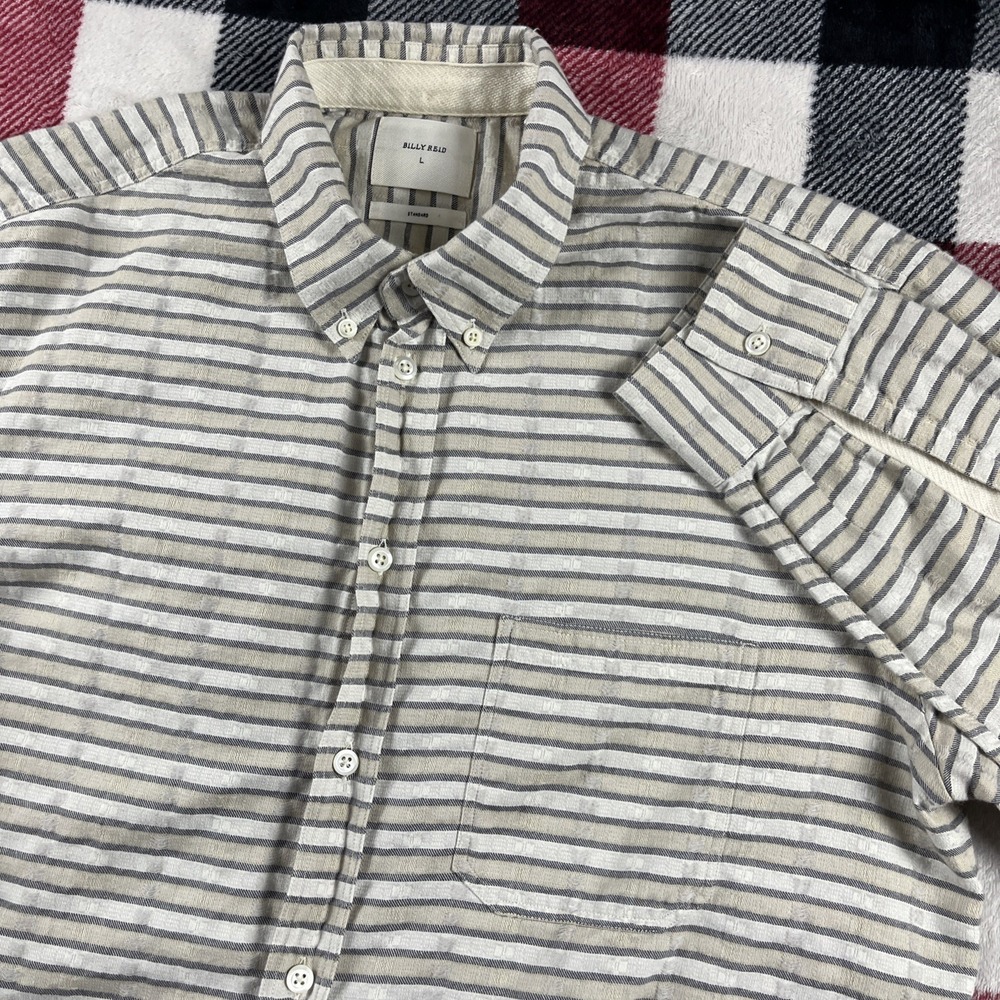 Billy Reid Shirt Mens‎ L Standard Fit Button Long Sleeve Casual Stripes